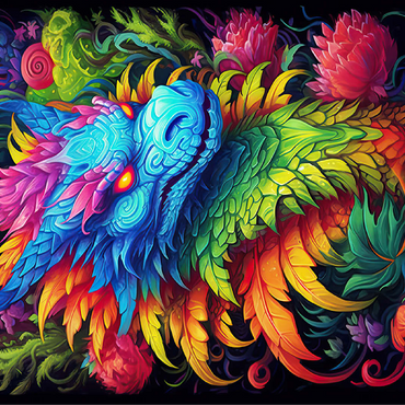 Vibrant Fantasy Dragon with Lush Foliage 100 Jigsaw Puzzle 3D Modell