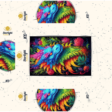 Vibrant Fantasy Dragon with Lush Foliage 100 Jigsaw Puzzle box 3D Modell
