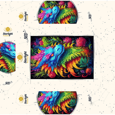 Vibrant Fantasy Dragon with Lush Foliage 500 Jigsaw Puzzle box 3D Modell
