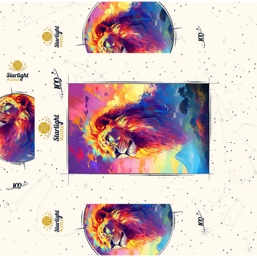 Majestic Lion with Vibrant Sky 100 Jigsaw Puzzle box 3D Modell