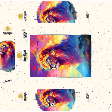 Majestic Lion with Vibrant Sky 500 Jigsaw Puzzle box 3D Modell