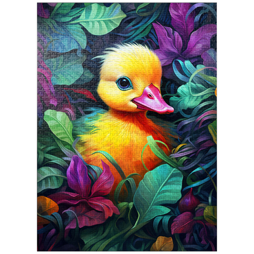 puzzleplate Adorable Yellow Duckling in Vibrant Foliage 1000 Jigsaw Puzzle