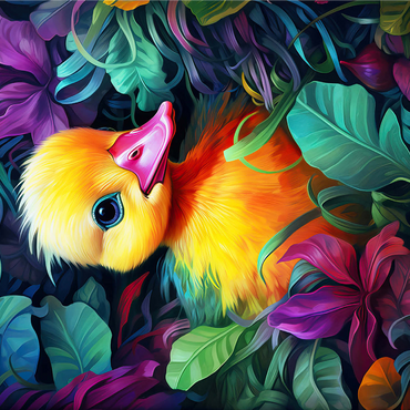 Adorable Yellow Duckling in Vibrant Foliage 1000 Jigsaw Puzzle 3D Modell