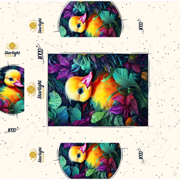 Adorable Yellow Duckling in Vibrant Foliage 1000 Jigsaw Puzzle box 3D Modell