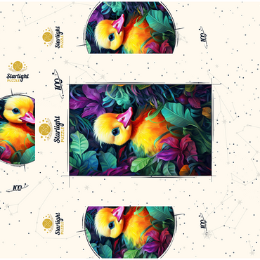 Adorable Yellow Duckling in Vibrant Foliage 100 Jigsaw Puzzle box 3D Modell