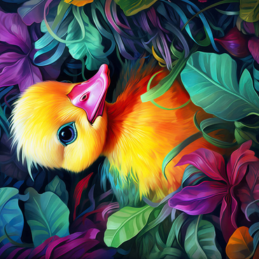 Adorable Yellow Duckling in Vibrant Foliage 500 Jigsaw Puzzle 3D Modell