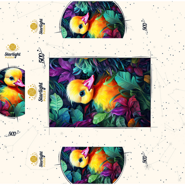 Adorable Yellow Duckling in Vibrant Foliage 500 Jigsaw Puzzle box 3D Modell