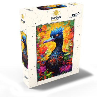 Exotic Blue Bird Amidst Vibrant Floral Fantasy 1000 Jigsaw Puzzle box view2