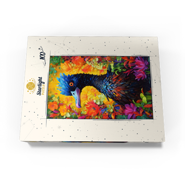 Exotic Blue Bird Amidst Vibrant Floral Fantasy 100 Jigsaw Puzzle box view3