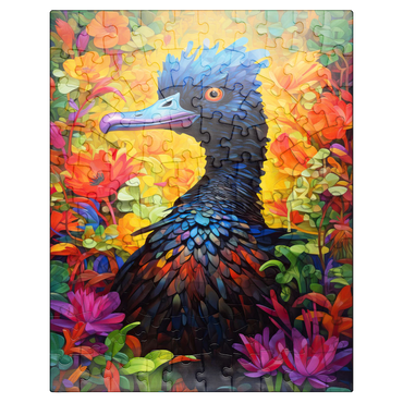 puzzleplate Exotic Blue Bird Amidst Vibrant Floral Fantasy 100 Jigsaw Puzzle