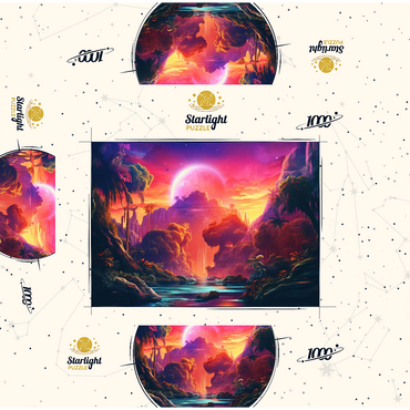 Fantasy Tropical Paradise with a Majestic Alien Moon 1000 Jigsaw Puzzle box 3D Modell