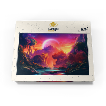 Fantasy Tropical Paradise with a Majestic Alien Moon 100 Jigsaw Puzzle box view3