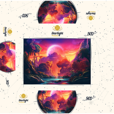 Fantasy Tropical Paradise with a Majestic Alien Moon 500 Jigsaw Puzzle box 3D Modell