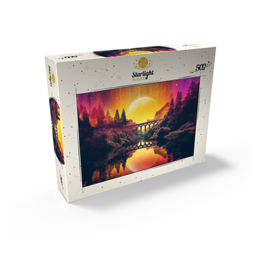 Surreal Bridge Over River with Giant Golden Moon 500 Jigsaw Puzzle box view2