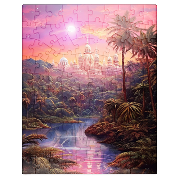 puzzleplate Majestic Palace in Lush Jungle Under a Mystic Moon 100 Jigsaw Puzzle