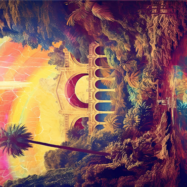 Enchanted Jungle Bridge with Radiant Rainbow Sky 1000 Jigsaw Puzzle 3D Modell