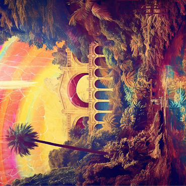 Enchanted Jungle Bridge with Radiant Rainbow Sky 100 Jigsaw Puzzle 3D Modell