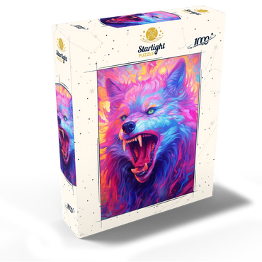 Fierce Multicolored Wolf with Fiery Expression 1000 Jigsaw Puzzle box view2