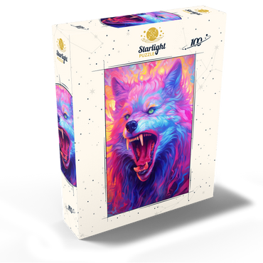 Fierce Multicolored Wolf with Fiery Expression 100 Jigsaw Puzzle box view2