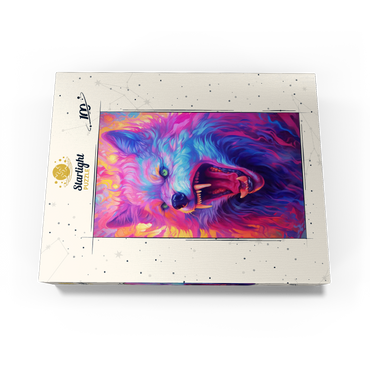Fierce Multicolored Wolf with Fiery Expression 100 Jigsaw Puzzle box view3