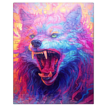 puzzleplate Fierce Multicolored Wolf with Fiery Expression 100 Jigsaw Puzzle