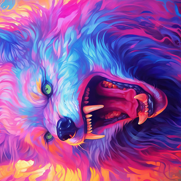 Fierce Multicolored Wolf with Fiery Expression 500 Jigsaw Puzzle 3D Modell