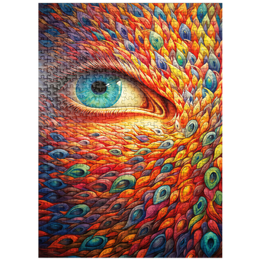 puzzleplate Surreal Eye with Vivid Feather-Like Patterns 500 Jigsaw Puzzle