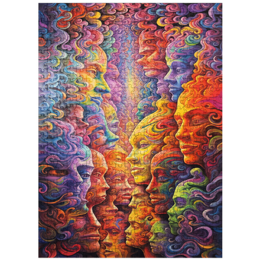 puzzleplate Surreal Faces in Vivid Abstract Flow 500 Jigsaw Puzzle