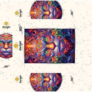 Mystical Psychedelic Cat 500 Jigsaw Puzzle box 3D Modell