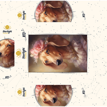 Regal Victorian Dachshund Portrait 100 Jigsaw Puzzle box 3D Modell