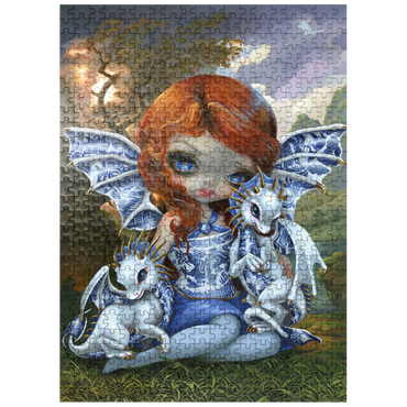 puzzleplate Blue Willow Dragonlings 500 Jigsaw Puzzle