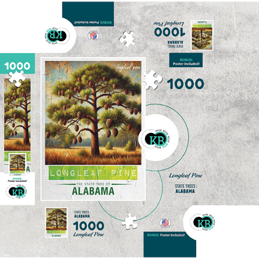State Trees Series: Alabama, Longleaf Pine 1000 Jigsaw Puzzle box 3D Modell