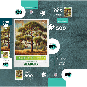 State Trees Series: Alabama, Longleaf Pine 500 Jigsaw Puzzle box 3D Modell