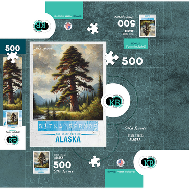 State Trees Series: Alaska, Sitka Spruce 500 Jigsaw Puzzle box 3D Modell