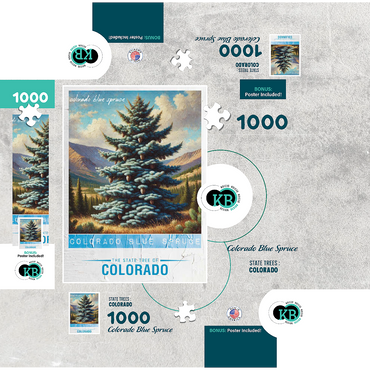 State Trees Series: Colorado, Colorado Blue Spruce 1000 Jigsaw Puzzle box 3D Modell