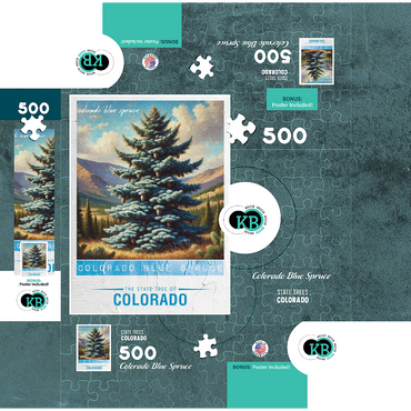 State Trees Series: Colorado, Colorado Blue Spruce 500 Jigsaw Puzzle box 3D Modell