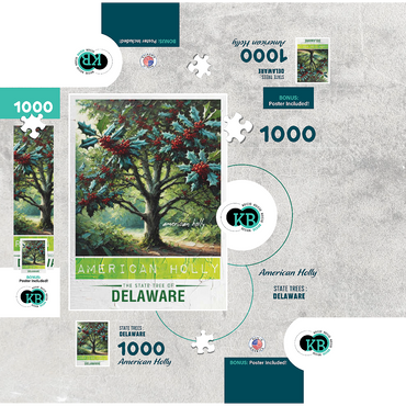 State Trees Series: Delaware, American Holly 1000 Jigsaw Puzzle box 3D Modell