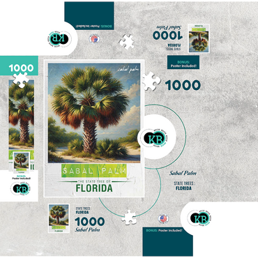 State Trees Series: Florida, Sabal Palm 1000 Jigsaw Puzzle box 3D Modell