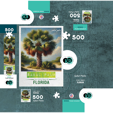 State Trees Series: Florida, Sabal Palm 500 Jigsaw Puzzle box 3D Modell