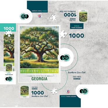 State Trees Series: Georgia, Southern Live Oak 1000 Jigsaw Puzzle box 3D Modell