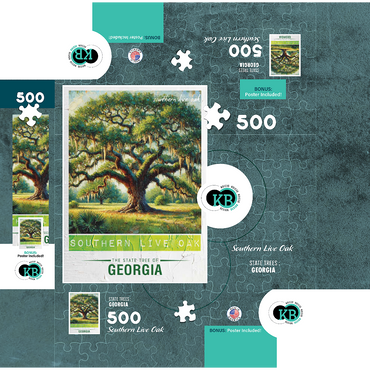 State Trees Series: Georgia, Southern Live Oak 500 Jigsaw Puzzle box 3D Modell