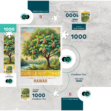 State Trees Series: Hawaii, Candlenut Tree 1000 Jigsaw Puzzle box 3D Modell
