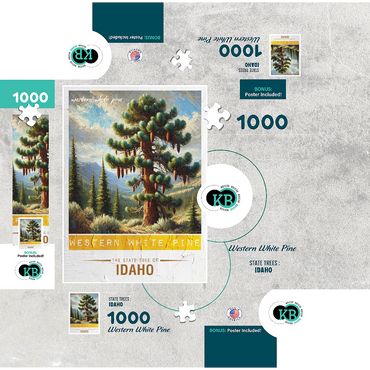 State Trees Series: Idaho, Western White Pine 1000 Jigsaw Puzzle box 3D Modell