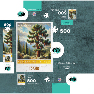 State Trees Series: Idaho, Western White Pine 500 Jigsaw Puzzle box 3D Modell