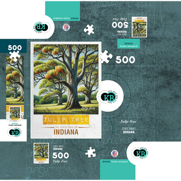 State Trees Series: Indiana, Tulip Tree 500 Jigsaw Puzzle box 3D Modell