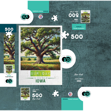 State Trees Series: Iowa, Bur Oak 500 Jigsaw Puzzle box 3D Modell