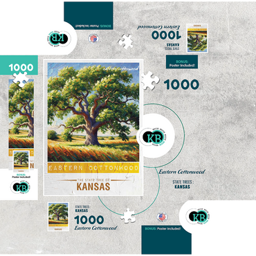 State Trees Series: Kansas, Eastern Cottonwood 1000 Jigsaw Puzzle box 3D Modell