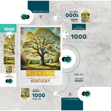 State Trees Series: Kentucky, Tulip Tree 1000 Jigsaw Puzzle box 3D Modell