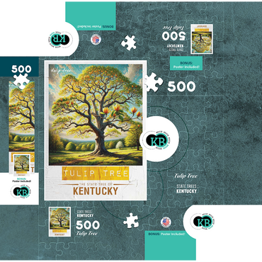 State Trees Series: Kentucky, Tulip Tree 500 Jigsaw Puzzle box 3D Modell