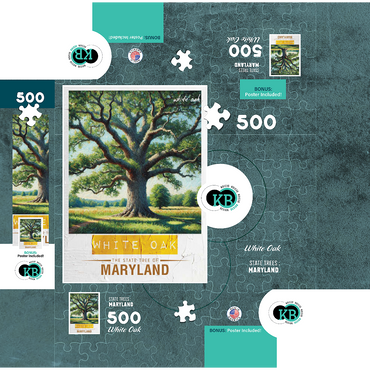 State Trees Series: Maryland, White Oak 500 Jigsaw Puzzle box 3D Modell